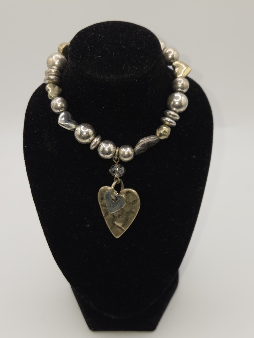 Two-Tone Heart Pendant Necklace - Silver and Gold